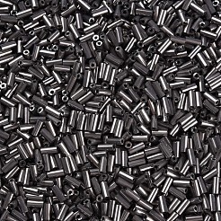 メタリックカラーガラスラッパビーズ  丸い穴  グレー  3~8x2mm  穴：0.7mm  約450g /ポンド&nbsp;SEED-N005-001-D01