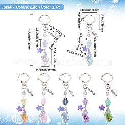 7 pieza de 7 colores de concha luminosa transparente de acrílico y vidrio colgante decoraciones&nbsp;HJEW-SC00105