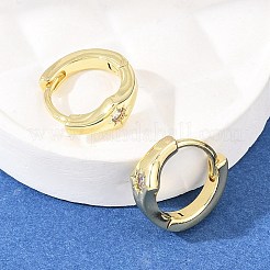 Серьги-кольца из латуни с прозрачным фианитом и прозрачным фианитом&nbsp;EJEW-D348-21G