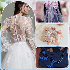 Полиэстер с узором бабочки и кружевной тканью с вышивкой домашних животных DIY-WH0419-45