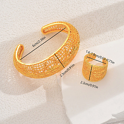 Винтажный сплав полые резные цветочные браслеты-манжеты и кольца наборы для женщин свадьба&nbsp;HJ5004