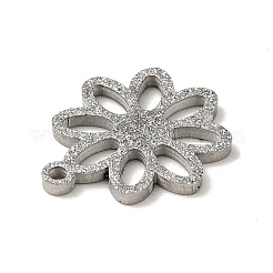 変色しない304ステンレススチールペンダント  テクスチャ  花  ステンレス鋼色  13.5x12x1mm  穴：1mm&nbsp;STAS-J040-13B-P