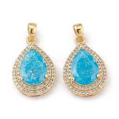 Pendentifs en zircon cubique transparent en laiton plaqué or&nbsp;LS-ZIRC-F123-01E