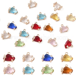 20 шт. латунный микропаве кубический цирконий со стеклянными подвесками&nbsp;KK-YW0002-94