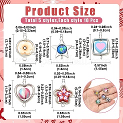 50 шт. 5 стиля подвесок-соединителей из полимерной глины ручной работы и CCB-рамки&nbsp;CLAY-YW0002-64