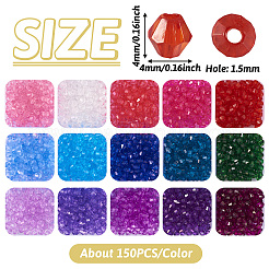 2250pcs 15 Farben transparente Acrylperlen&nbsp;TACR-TA0001-35