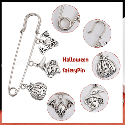 8 шт. 8 стиля Хэллоуин тыква & череп & ведьма & кошка цинковый сплав подвески броши булавки набор JEWB-FH0001-30