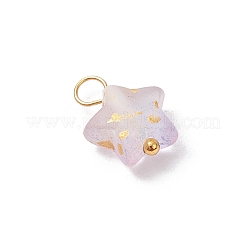 つや消しアクリルチャーム  スター  真鍮のループと金箔付き  グラデーションカラー  ミックスカラー  13.5x5x5mm  穴：2mm&nbsp;PALLOY-JF03325-01