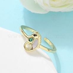 Манжеты из латуни с микро паве кубический цирконий для женщин RJEW-C126-05G