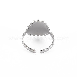 Bague ronde plate en acier inoxydable 304 anti-ternissement avec cœur ouvert pour femme&nbsp;RJEW-S405-202P
