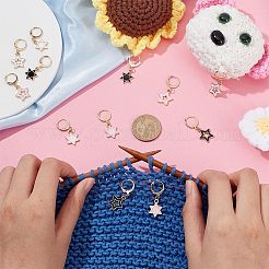 Маркеры петель с замком в виде звезды из сплава эмали HJEW-AB00115