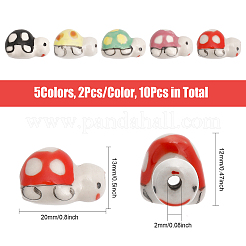 10 шт. 5-х цветные фарфоровые бусины ручной работы с принтом PORC-CA0001-12