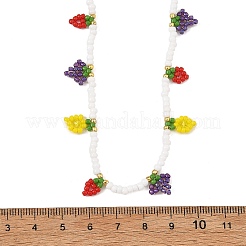 Conjuntos de collares y pulseras con dijes de frutas: fresa&nbsp;SJEW-MZ00015