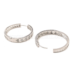 Латунные микро проложить серьги обруча кубического циркония EJEW-D078-19P