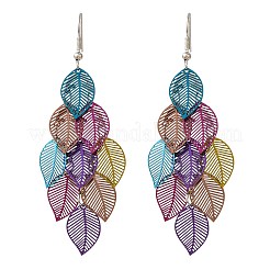 Серьги-подвески в форме листьев из нержавеющей стали 430&nbsp;EJEW-A137-08P-05