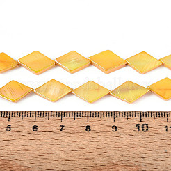 染め天然淡水シェルビーズ連売り  菱形  ゴールド  13~16x8.5~10x2~3mm  穴：0.5mm  約26~29個/連  14.96~15.94''（38~40.5センチメートル）&nbsp;SHEL-T020-13C