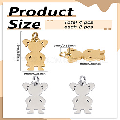 4 шт. 2-х цветные подвески из хирургической нержавеющей стали 316&nbsp;STAS-LP0002-91