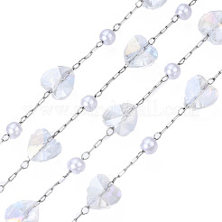 Glasherz & ABS-Kunststoffperlenketten&nbsp;CHS-N003-06B