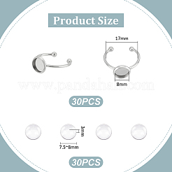 DIY Blanko-Kuppel-Sets aus Edelstahl zur Herstellung offener Manschettenringe&nbsp;DIY-UN0006-34B