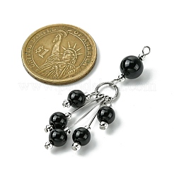 Натуральный черный оникс (окрашенный и нагретый) круглые кисточки большие подвески&nbsp;PALLOY-JF03281-02