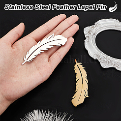 2 шт. 2-х цветная булавка для лацкана из нержавеющей стали 201 в виде пера&nbsp;JEWB-HY0001-29