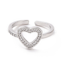 Кольцо-манжета с открытым сердцем из прозрачного кубического циркония RJEW-I094-03P