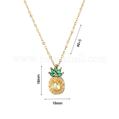 パイナップル ステンレス ライト トパーズ ラインストーン ペンダント ネックレス 女性用  ゴールドカラー  15.75インチ（40cm）&nbsp;WG65275-01