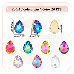 80 шт. 8-х цветные каплевидные пришивные стразы GLAA-UN0001-12