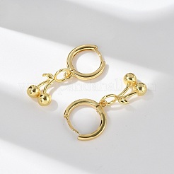 Латунные серьги-кольца с вишней EJEW-M077-19G-03