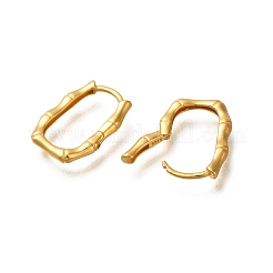 925スターリングシルバーフープピアス  竹の長方形  ゴールドカラー  16.5x12.5x2mm&nbsp;STER-M018-08G