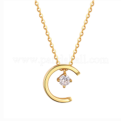 S925 серебряное ожерелье с подвеской в форме буквы С для женщин простая цепочка из циркония элегантные украшения WS8843