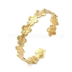 Offene Armreifen aus 304 Edelstahl mit Blumenmotiv für Damen&nbsp;LS-BJEW-M316-01G