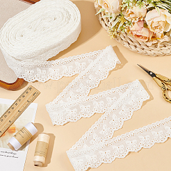 15ヤードのコットン刺繍蝶結びレースリボン  ホワイト  1-5/8インチ（40mm）&nbsp;OCOR-WH0045-35A