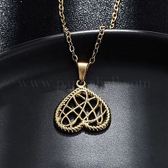 Collares colgantes de acero inoxidable 304 con forma de corazón de malla&nbsp;NJEW-M096-12G
