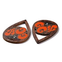 Grandi ciondoli in legno di pioppo stampato a faccia singola a tema halloween&nbsp;WOOD-G015-05K