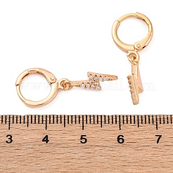 Серьги с застежкой-защелкой из латуни с прозрачным фианитом и прозрачным фианитом EJEW-K300-22G