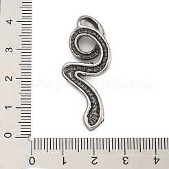 316サージカルステンレスラインストーンペンダント  ヘビ  アンティークシルバー  40.5x17x6mm  穴：6.5x3.5mm&nbsp;STAS-Z073-121AS
