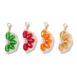 Decorazioni pendenti con perle di vetro e perline di vetro arancioni&nbsp;HJEW-TA00336
