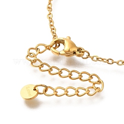 Placcatura ionica (ip) 304 acciaio inossidabile pavé di vetro quadrato pendente catena cavo collane per le donne&nbsp;NJEW-F328-16G-03