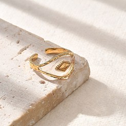 樹脂フィンガー指輪  女性用304ステンレススチールオープンカフリング  18KGP本金メッキ  菱形  12mm  調整可能&nbsp;STAS-Z112-15G-02