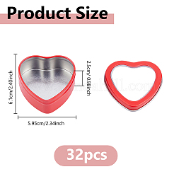 Подарочные коробки из жести в форме сердца с прозрачным окошком в крышке&nbsp;CON-WH0112-033