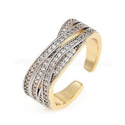 Манжеты из латуни с микро паве кубический цирконий для женщин RJEW-D326-09G