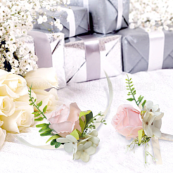 2 stücke 2 stil seide tuch imitation rose corsage boutonniere&nbsp;AJEW-CP0001-61B