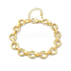Латунные браслеты-цепочки с кольцами для женщин и мужчин&nbsp;LS-BJEW-K273-07G