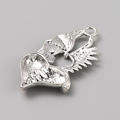 合金エナメルチャーム  アンティークシルバー  ハート  46x22x5mm  穴：3mm&nbsp;FIND-CJC0025-02C-AS