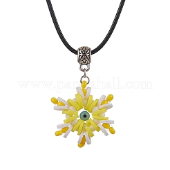 Стеклянные бусины и полимерная глина и ожерелья с подвесками в виде снежинок от сглаза NJEW-MZ00102-02