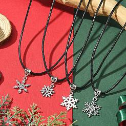 Ожерелья с подвеской в виде снежинки из сплава в тибетском стиле NJEW-JN04538