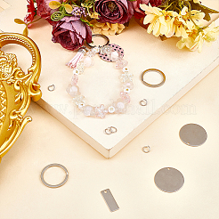 Набор для самостоятельного изготовления брелока-заготовки из нержавеющей стали в виде прямоугольника/плоского круга DIY-SC0026-56