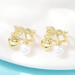 Серьги-манжеты из латуни и пластика с имитацией жемчуга EJEW-Q036-01G