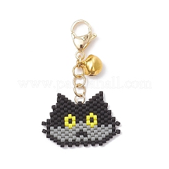 5 шт. подвески в форме головы кошки из стеклянного бисера ручной работы&nbsp;HJEW-MZ00366